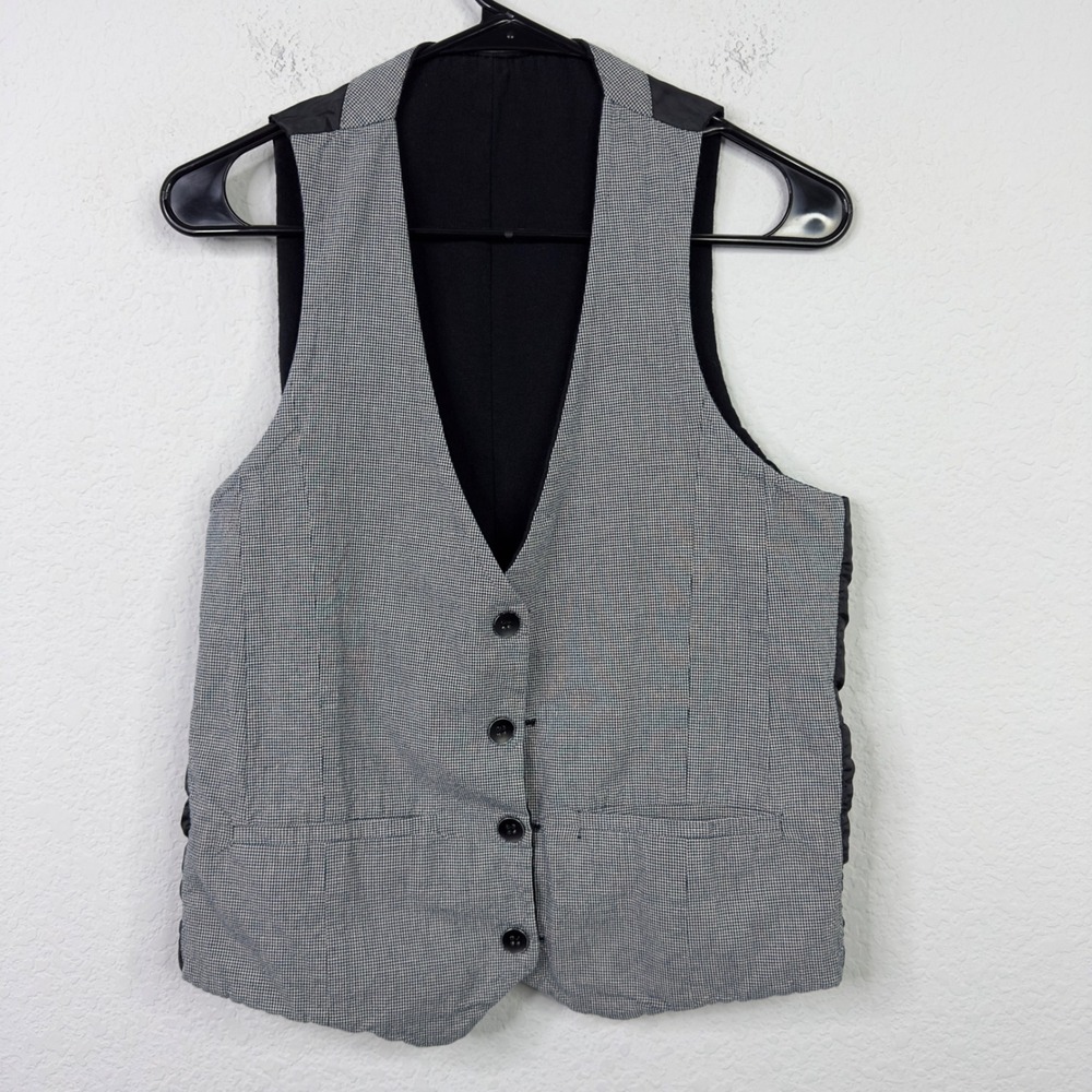 ZARA Vest Mens M Black White Houndstooth‎ Preppy Minimalist Quiet Luxury Career